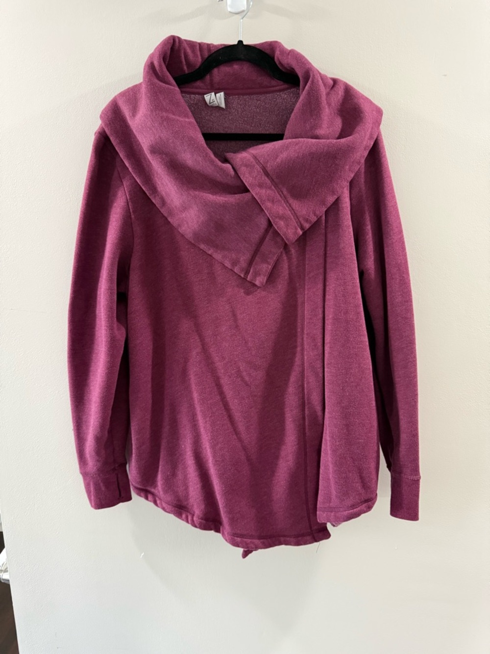 Zella Heathered Plum Pullover with Draped Collar